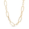 Thumbnail Image 1 of 8.0mm Textured Paper Clip Chain Necklace in Hollow 14K Gold - 20”