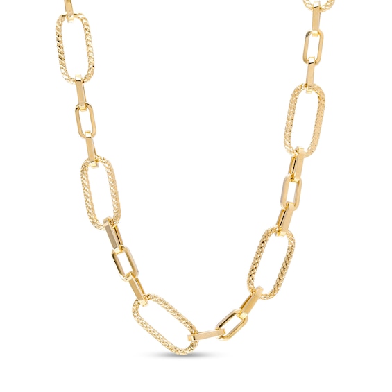 8.0mm Textured Paper Clip Chain Necklace in Hollow 14K Gold - 20â