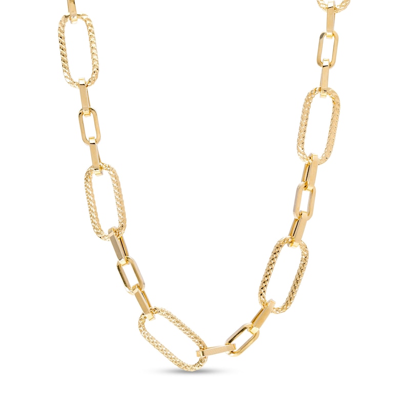 Main Image 1 of 8.0mm Textured Paper Clip Chain Necklace in Hollow 14K Gold - 20”