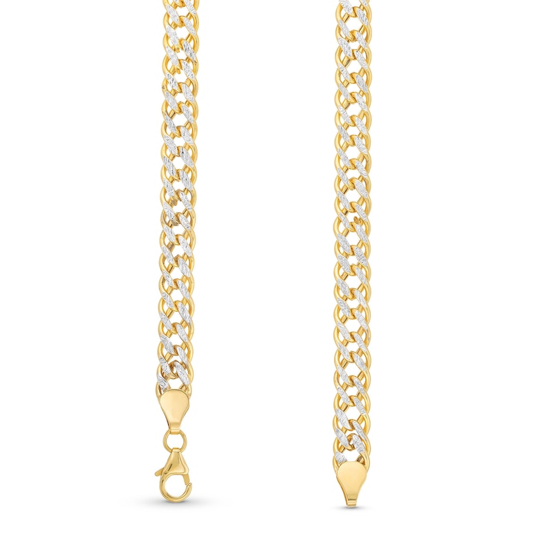 Main Image 3 of 7.0mm Diamond-Cut Rhombus-Link Curb Chain Necklace in Hollow 14K Two-Tone Gold - 20”