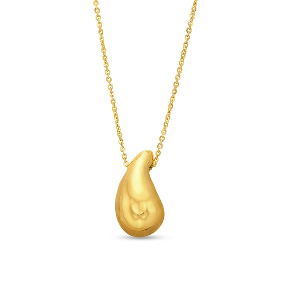 Teardrop Necklace in Sculpted Hollow 14K Gold - 20â