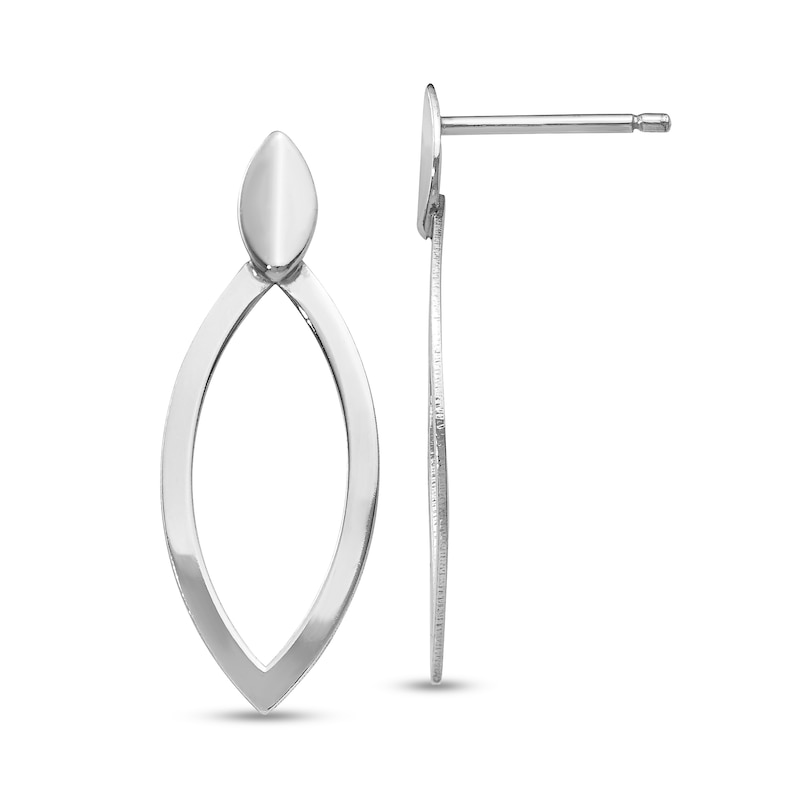 Main Image 1 of Marquise-Shaped Open Drop Earrings in Solid Sterling Silver