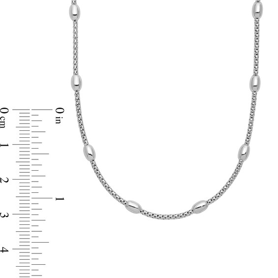 Oval Bead Station Chain Necklace in Sterling Silver - 18"