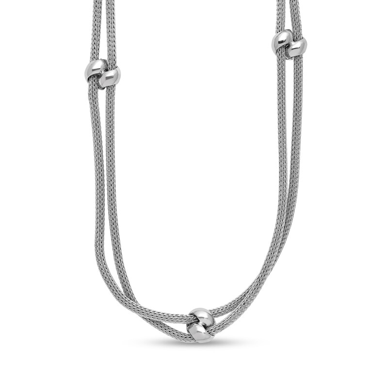 Main Image 1 of Spiga Chain Linked Double Strand Necklace in Sterling Silver - 19.25”