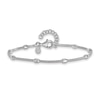 Thumbnail Image 1 of Oval Bead Station Spiga Chain Bracelet in Sterling Silver - 8”