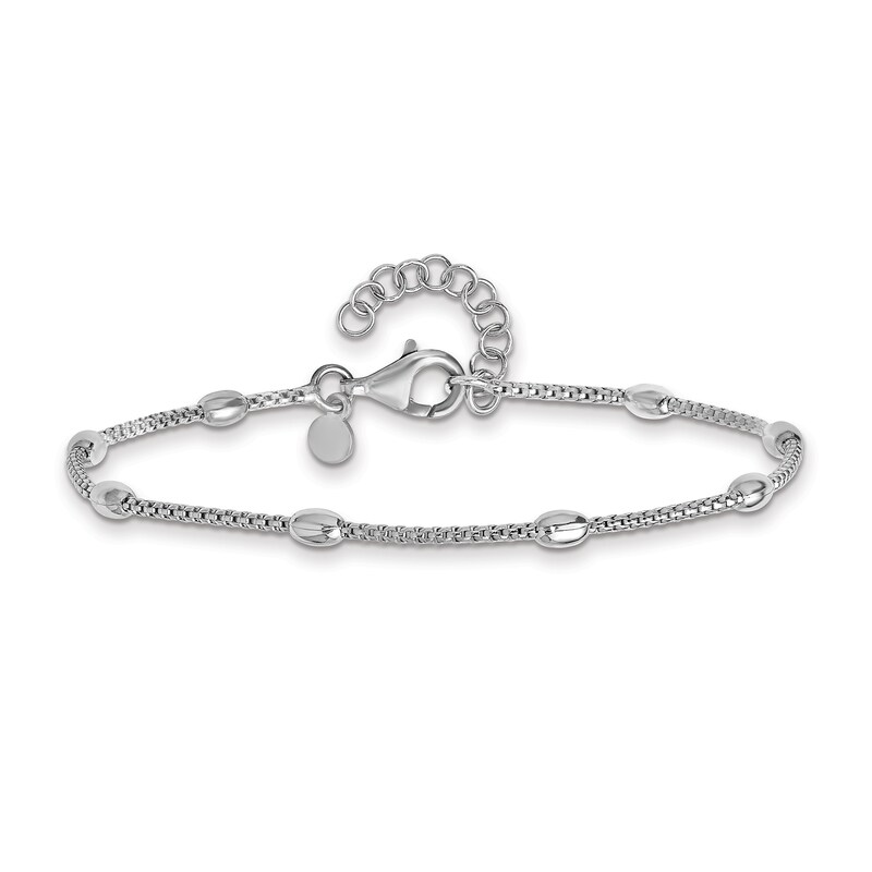 Main Image 1 of Oval Bead Station Spiga Chain Bracelet in Sterling Silver - 8”