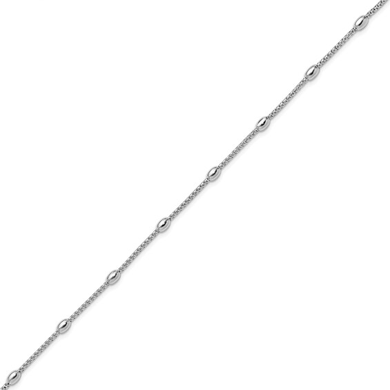 Oval Bead Station Spiga Chain Bracelet in Sterling Silver - 8â