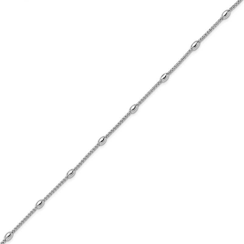 Main Image 2 of Oval Bead Station Spiga Chain Bracelet in Sterling Silver - 8”