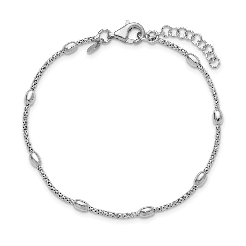 Main Image 3 of Oval Bead Station Spiga Chain Bracelet in Sterling Silver - 8”