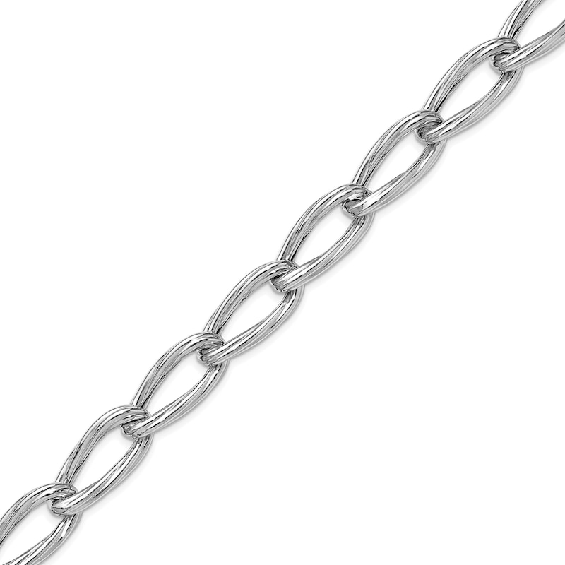Main Image 2 of 11.5mm Grooved Link Bracelet in Hollow Sterling Silver - 7.75”