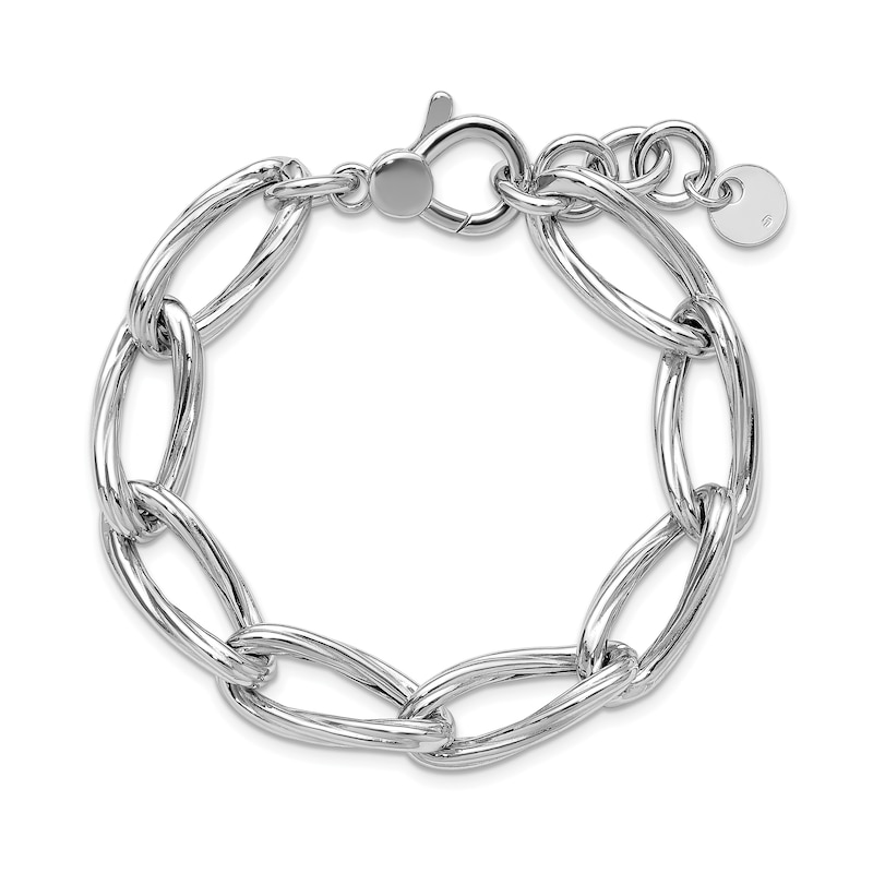 Main Image 3 of 11.5mm Grooved Link Bracelet in Hollow Sterling Silver - 7.75”