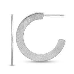 27.0mm Multi-Finish Flat Round J-Hoop Earrings in Sterling Silver