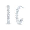 Thumbnail Image 1 of 1/4 CT. T.W. Diamond Duos and Rice Bead Alternating Open Hoop Earrings in 10K White Gold