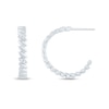 Thumbnail Image 2 of 1/4 CT. T.W. Diamond Duos and Rice Bead Alternating Open Hoop Earrings in 10K White Gold