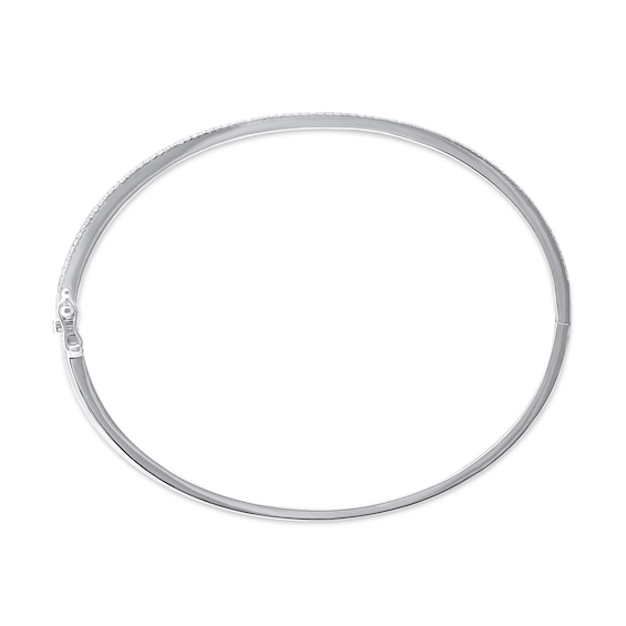 3/4 CT. T.w. Diamond Border Bangle Bracelet in 10K White Gold - 6.24"