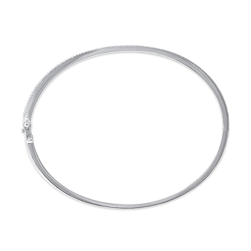 Main Image 3 of 3/4 CT. T.W. Diamond Border Bangle Bracelet in 10K White Gold - 6.24"