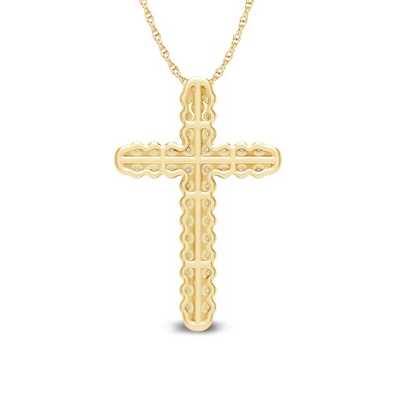 5/8 CT. T.w. Diamond Triple Row Cross Pendant in 10K Gold