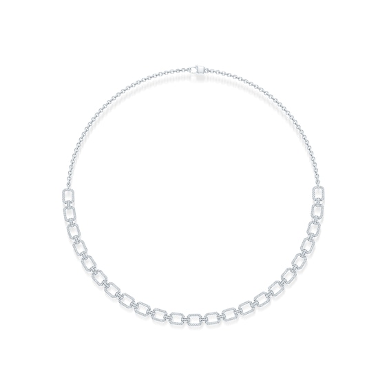 1 CT. T.w. Diamond Cable Link Chain Choker Necklace in 10K White Gold - 14.75â