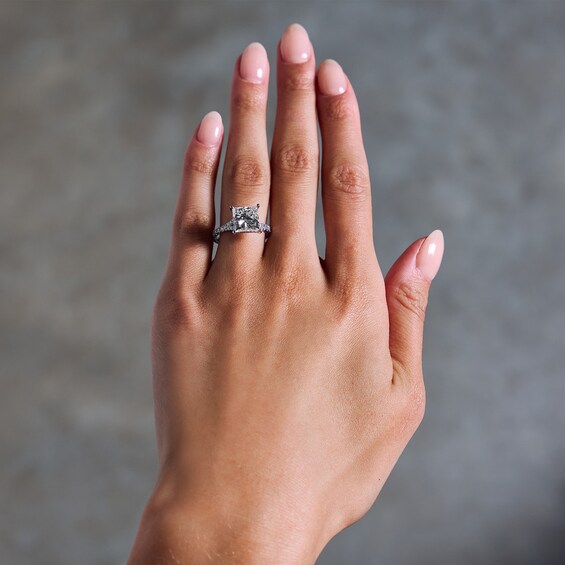 4-1/2 CT. T.w. Princess-Cut Certified Lab-Grown Diamond Split Shank Engagement Ring in 14K White Gold (F/Si2)