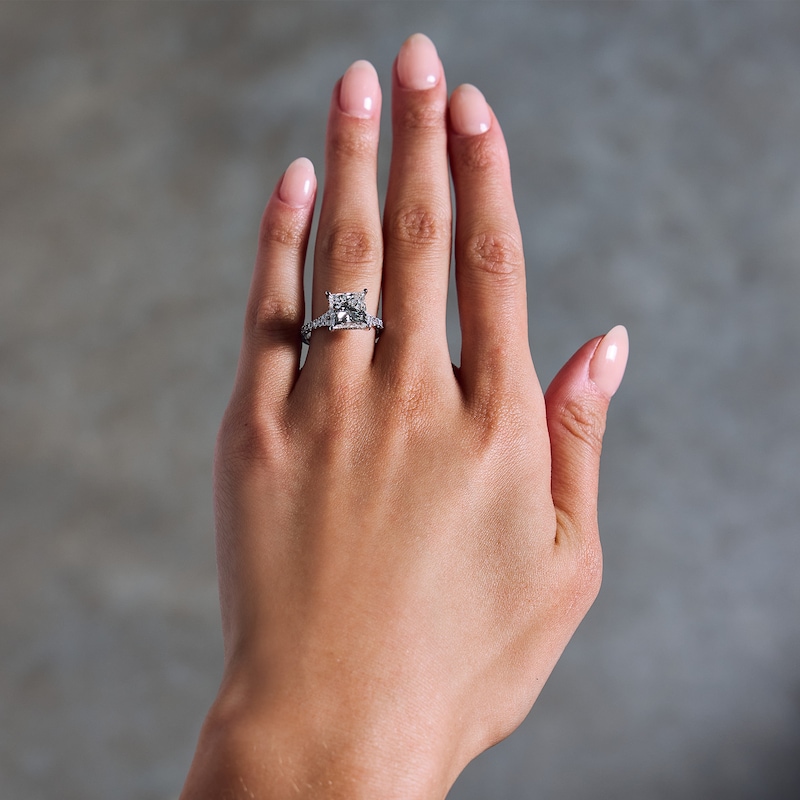 Main Image 2 of 4-1/2 CT. T.W. Princess-Cut Certified Lab-Grown Diamond Split Shank Engagement Ring in 14K White Gold (F/SI2)