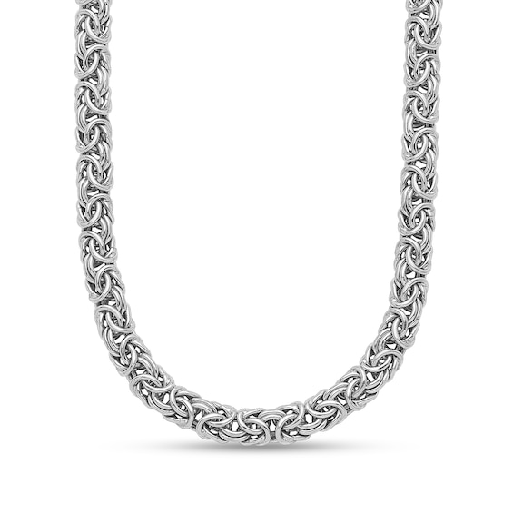 7.5mm Byzantine Chain Necklace in Hollow Sterling Silver - 16”