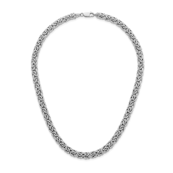 7.5mm Byzantine Chain Necklace in Hollow Sterling Silver - 16”