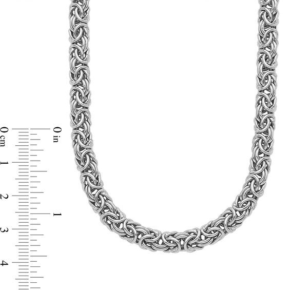7.5mm Byzantine Chain Necklace in Hollow Sterling Silver - 16”