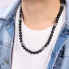 Thumbnail Image 2 of 10.0mm Black Agate Bead Necklace with Skull Beads in Stainless Steel - 24”