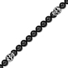 Thumbnail Image 3 of 10.0mm Black Agate Bead Necklace with Skull Beads in Stainless Steel - 24”