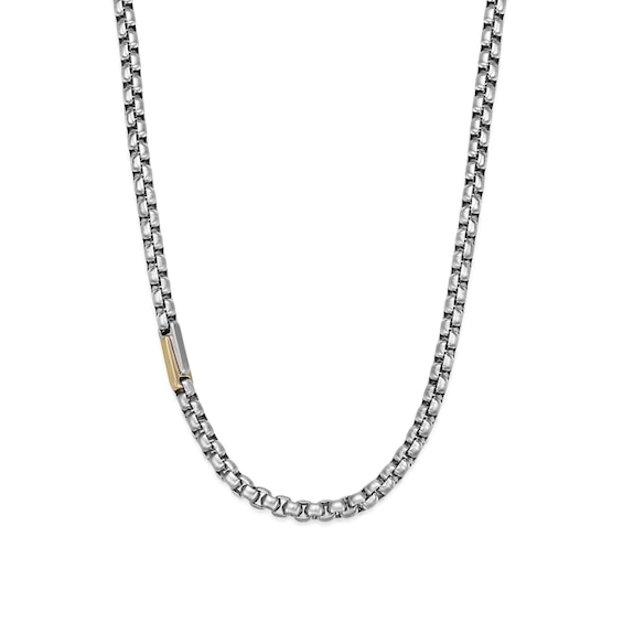4.5mm Box Chain Necklace in Solid Stainless Steel and Yellow Ion Plate - 22â