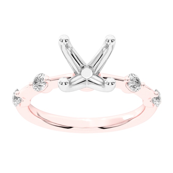 1/4 CT. T.w. Diamond Station Semi Mount in 14K Rose Gold