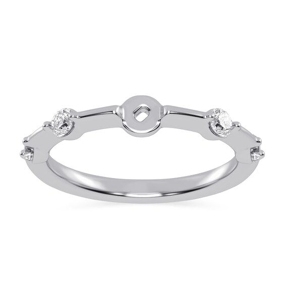 1/4 CT. T.w. Diamond Station Semi Mount in 14K White Gold