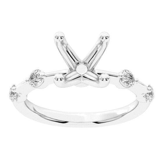 1/4 CT. T.w. Diamond Station Semi Mount in 14K White Gold