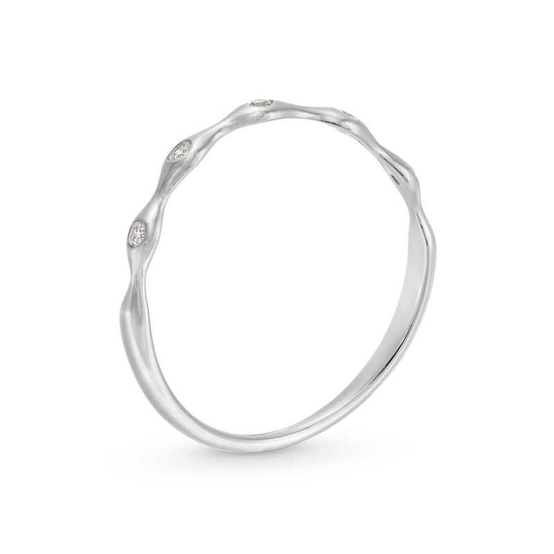 Main Image 3 of 1/20 CT. T.W. Diamond Five Stone Scallop Stackable Anniversary Band in 10K White Gold