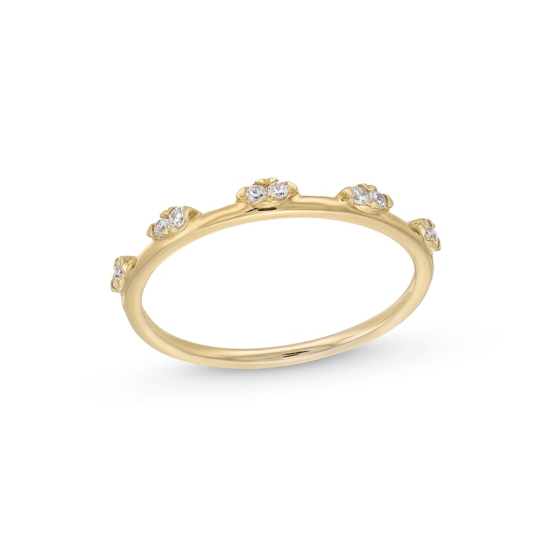 Main Image 1 of 1/10 CT. T.W. Diamond Duos Five Stone Stackable Anniversary Band in 10K Gold