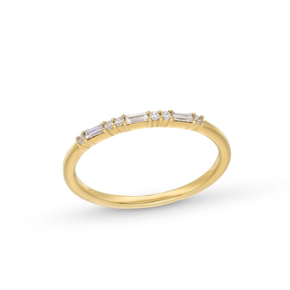 1/6 CT. T.w. Baguette and Round Diamond Alternating Stackable Anniversary Band in 10K Gold