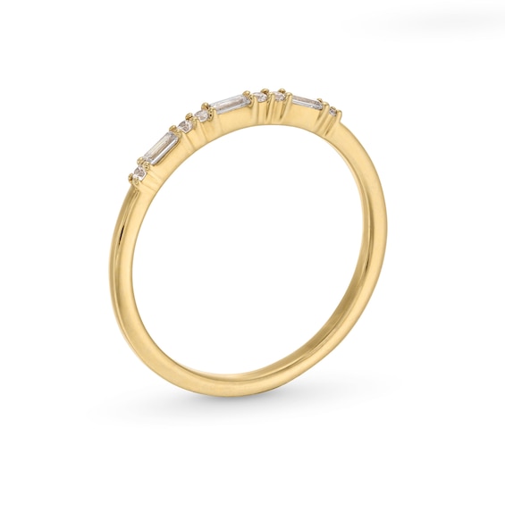 1/6 CT. T.w. Baguette and Round Diamond Alternating Stackable Anniversary Band in 10K Gold