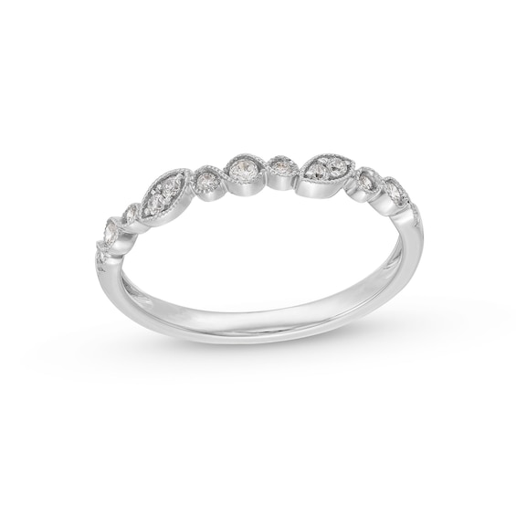 1/6 CT. T.w. Diamond Alternating Pattern Vintage-Style Stackable Anniversary Band in 10K White Gold