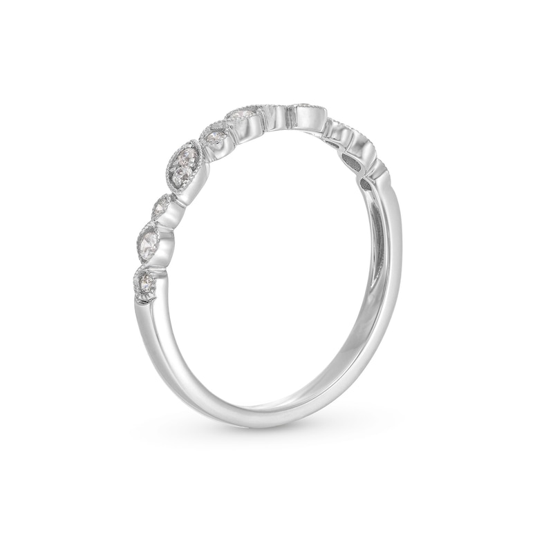 Main Image 3 of 1/6 CT. T.W. Diamond Alternating Pattern Vintage-Style Stackable Anniversary Band in 10K White Gold