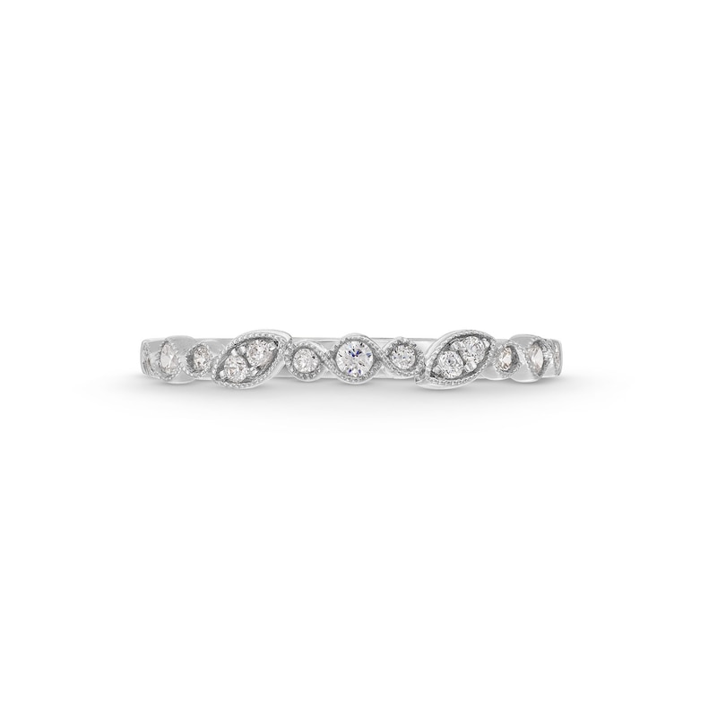 Main Image 4 of 1/6 CT. T.W. Diamond Alternating Pattern Vintage-Style Stackable Anniversary Band in 10K White Gold