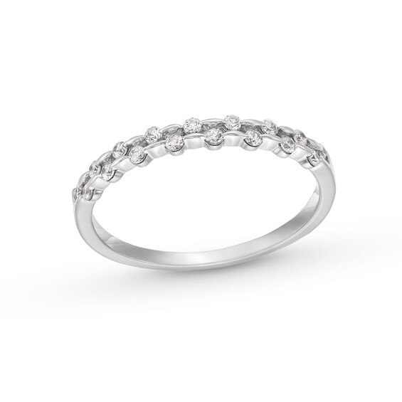 1/4 CT. T.w. Diamond Alternating Double Row Stackable Anniversary Band in 10K White Gold