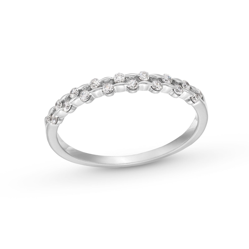 Main Image 1 of 1/4 CT. T.W. Diamond Alternating Double Row Stackable Anniversary Band in 10K White Gold
