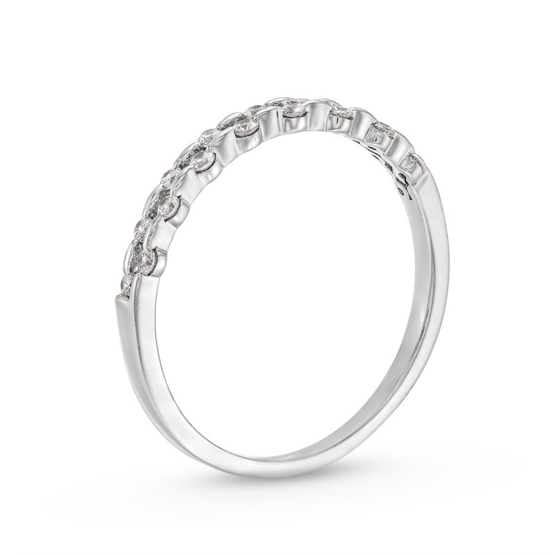 Main Image 3 of 1/4 CT. T.W. Diamond Alternating Double Row Stackable Anniversary Band in 10K White Gold