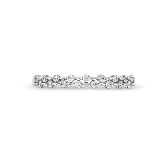 1/4 CT. T.w. Diamond Alternating Double Row Stackable Anniversary Band in 10K White Gold