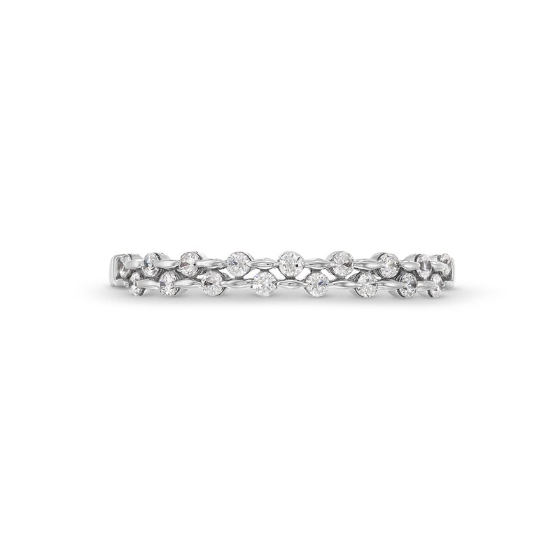 Main Image 4 of 1/4 CT. T.W. Diamond Alternating Double Row Stackable Anniversary Band in 10K White Gold