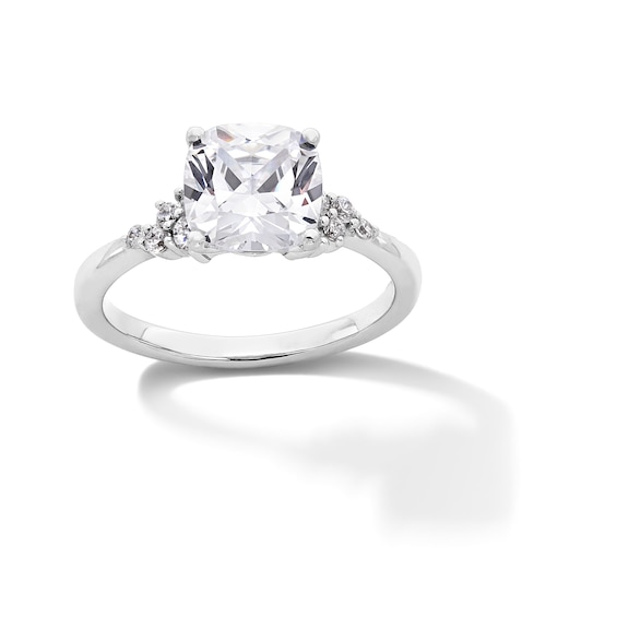 2-1/4 CT. T.w. Cushion-Cut Certified Lab-Grown Diamond Scatter Engagement Ring in 14K White Gold (F/Vs2)