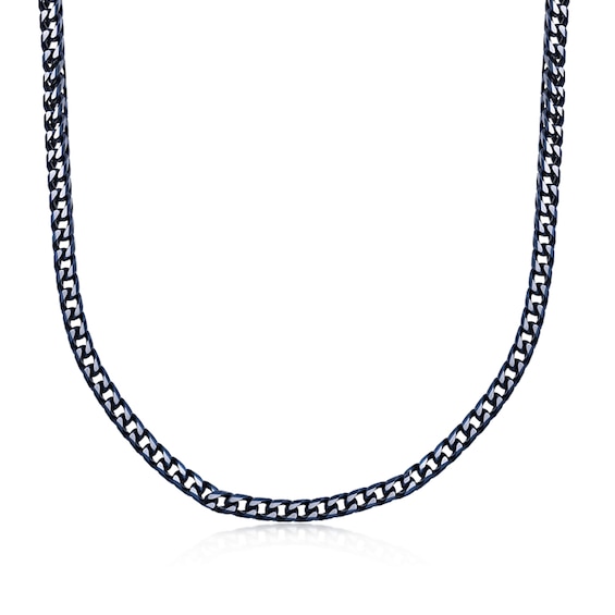 5.0mm Foxtail Chain Necklace in Solid Stainless Steel with Blue Ion Plate - 24â