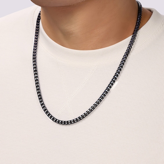 5.0mm Foxtail Chain Necklace in Solid Stainless Steel with Blue Ion Plate - 24â