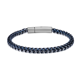 5.0mm Foxtail Chain Bracelet in Solid Stainless Steel with Blue Ion Plate - 8.5”