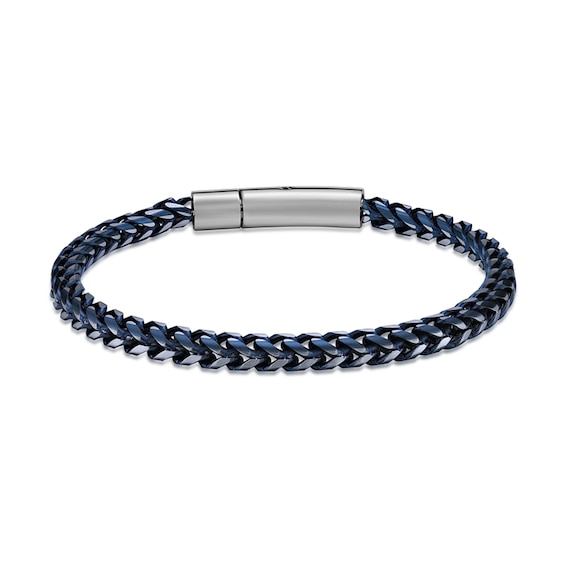5.0mm Foxtail Chain Bracelet in Solid Stainless Steel with Blue Ion Plate - 8.5â